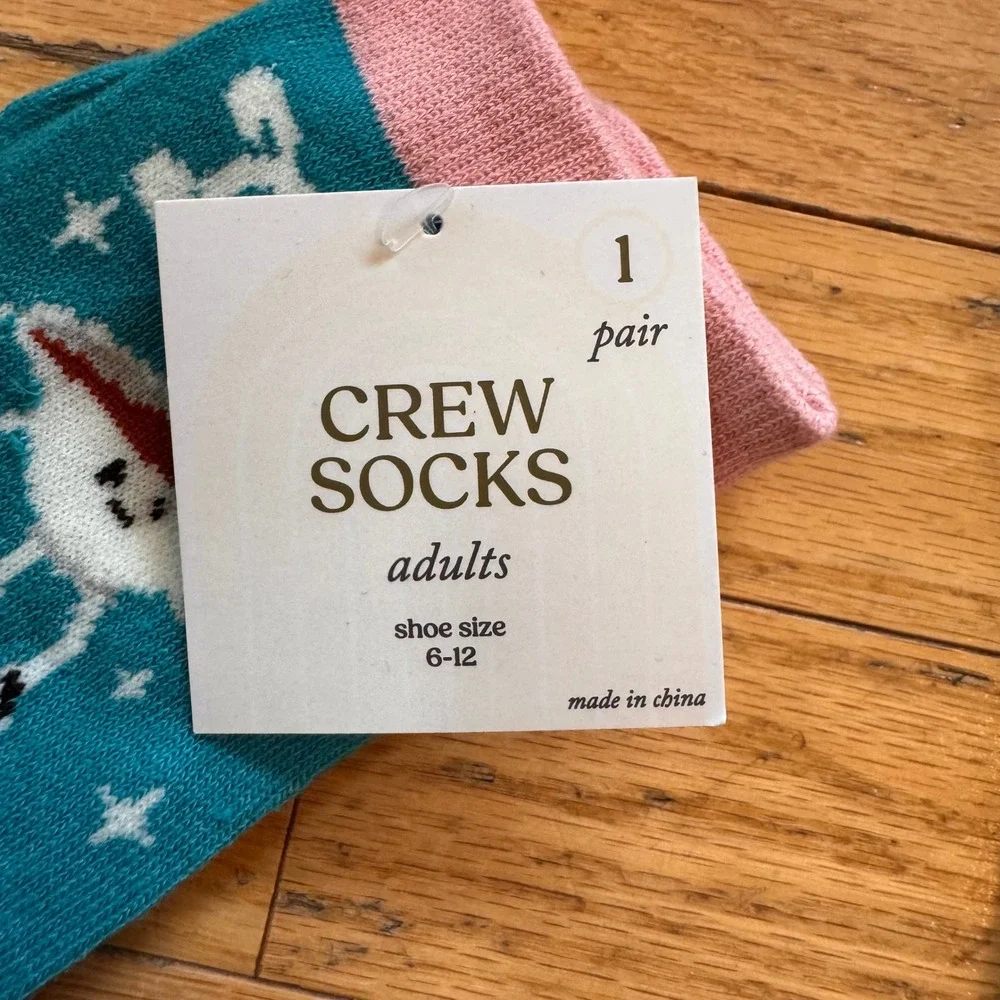 6 Pack Gravy Baby Crew Socks Teal Pink Food Pun Novelty Adult Shoe Size 6-12 NEW
